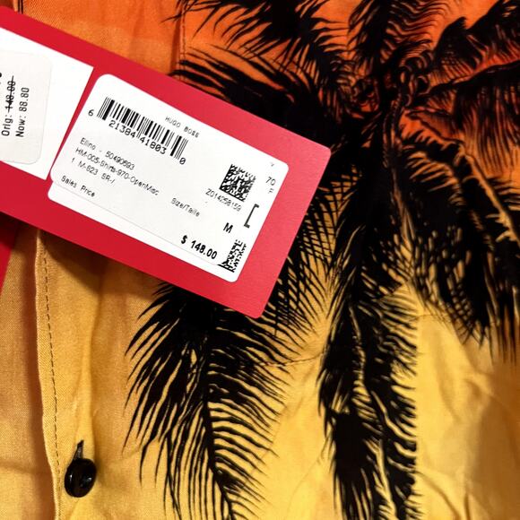 HUGO by Hugo Boss Ellino Men's Relaxed-Fit Sunset-Print Shirt Sz M - Picture 7 of 7